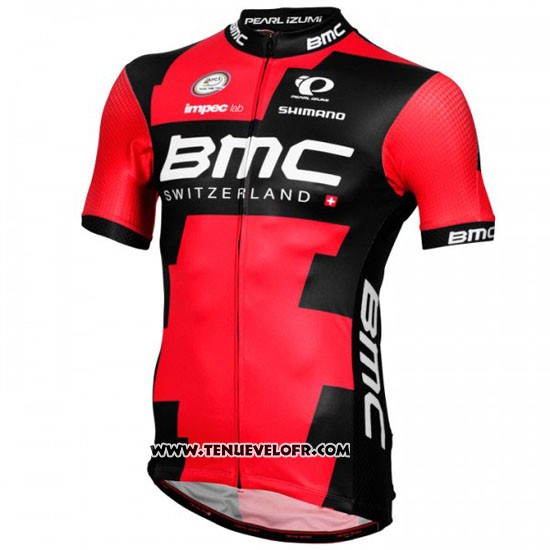 2016 Maillot Ciclismo BMC Noir et Rouge Manches Courtes et Cuissard